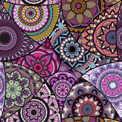 Seamless pattern tile with mandalas. Vintage decorative elements. Hand drawn background. Islam, Arabic, Indian, ottoman motifs. Perfect for printing on fabric or paper.