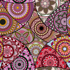 Seamless pattern tile with mandalas. Vintage decorative elements. Hand drawn background. Islam, Arabic, Indian, ottoman motifs. Perfect for printing on fabric or paper.