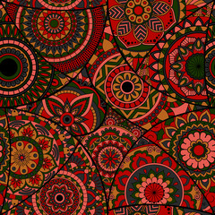 Seamless pattern tile with mandalas. Vintage decorative elements. Hand drawn background. Islam, Arabic, Indian, ottoman motifs. Perfect for printing on fabric or paper.