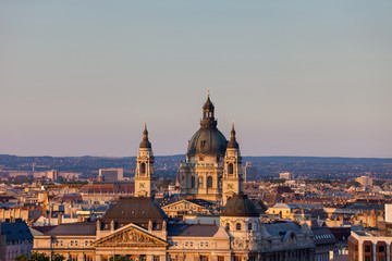 Fototapeta na wymiar St. Stephen Basilica in Budapest at Sunset