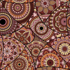 Seamless pattern tile with mandalas. Vintage decorative elements. Hand drawn background. Islam, Arabic, Indian, ottoman motifs. Perfect for printing on fabric or paper.