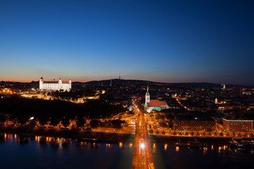 Fototapeta na wymiar Bratislava City in Slovakia Night Cityscape