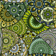 Seamless pattern tile with mandalas. Vintage decorative elements. Hand drawn background. Islam, Arabic, Indian, ottoman motifs. Perfect for printing on fabric or paper.