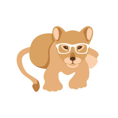 lion in the glasses vector illustration flat