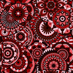 Seamless pattern tile with mandalas. Vintage decorative elements. Hand drawn background. Islam, Arabic, Indian, ottoman motifs. Perfect for printing on fabric or paper.