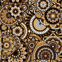 Seamless pattern tile with mandalas. Vintage decorative elements. Hand drawn background. Islam, Arabic, Indian, ottoman motifs. Perfect for printing on fabric or paper.