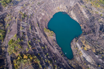 Aerial view, deep mine lake