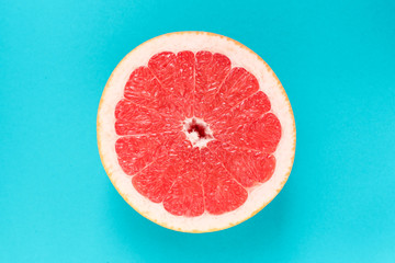 Grapefruit on a blue background