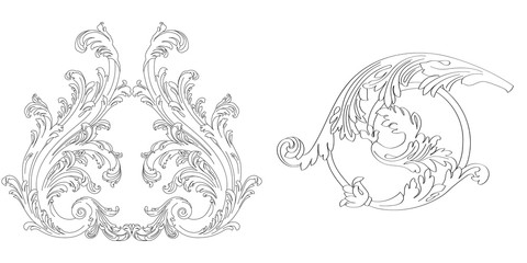 Vintage baroque ornament, corner. Retro pattern antique style acanthus. Decorative design element filigree calligraphy vector. - stock vector