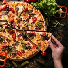 Papier Peint photo Lavable Pizzeria food photography art. pizza recipe. restaurant menu concept