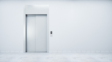 Room with elevator and blank wall