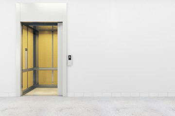 Room with elevator and empty wall