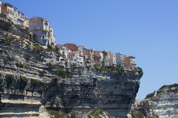 Fototapeta na wymiar Bonifacio, town on rocky seashore, Corsica, France. 