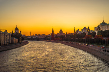 Famous View of Moscow Kremlin in the sunset light, Russia