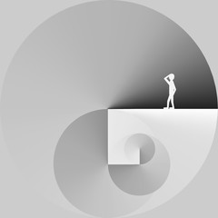 Man Standing in a Spiral of Work - Vector Illustration