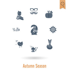 Set of Flat Autumn Icons