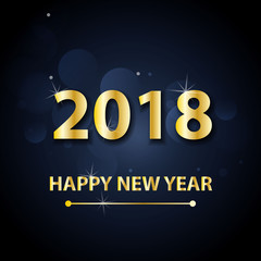2018 Happy New Year background with gold letters.