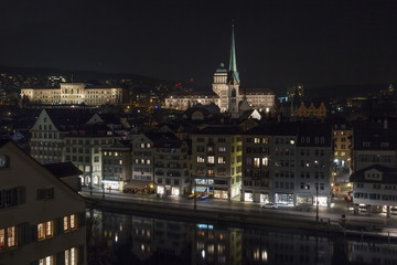 Fototapeta na wymiar view of Zurich in evening, Switzerland