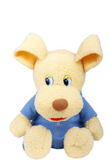 Plush dog on a white background. Isolated photo