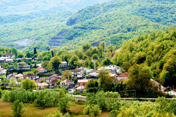 Fototapeta na wymiar View of the Montenegrin settlement of Virpazar