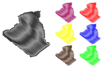 Algeria map vector illustration, scribble sketch Algiers 