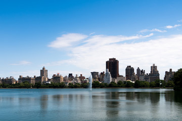Fototapeta na wymiar Panoramic photo of Manhattan skyline, skyscrappers, buildings.