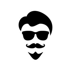Man face with beard vector icon