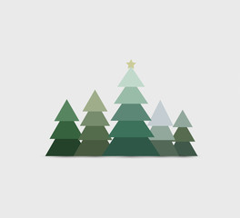 Obraz premium Vector illustration of a Christmas tree. Happy Christmas greeting card