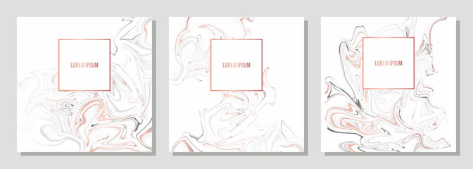  Elegant  creative card templates set. Marble Texture  and golden foil details.

