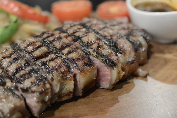 Beef steak with pepper sauce