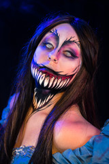What Lies Beneath Female Model with custom special effects makeup on a stage with theatrical...