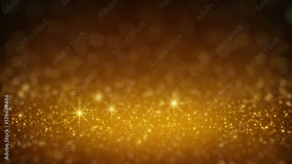 Aufkleber gold glitter in light rays. abstract holiday motion background. computer generated seamless loop ani