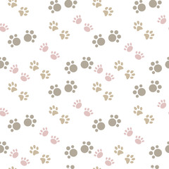 Vector seamless pattern with cat footprints. Can be used for wallpaper, web page background, surface textures.