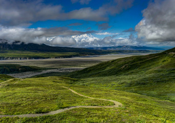 Sunshine view towards Mount Denali former Mount McKinley in Dena