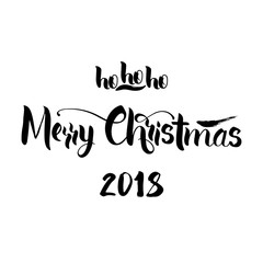 Lettering Merry Christmas and hohoho. Merry Christmas greeting card