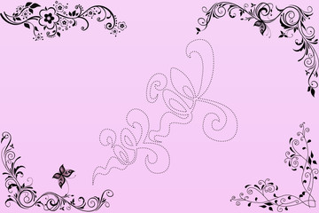 floral frame on a pink background