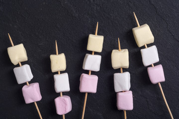 Colorful marshmallow skewers