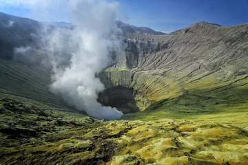 Foto op geborsteld aluminium Vulkaan Krater actieve vulkaan Bromo