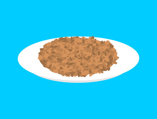 Lentil cereal in plate isolated. Healthy food for breakfast. Vector illustration