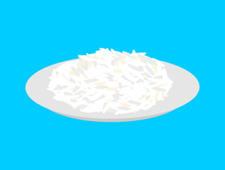 Basmati rice cereal in plate isolated. Healthy food for breakfast. Vector illustration