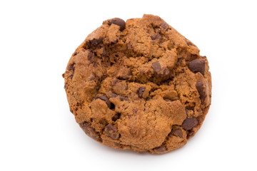 Chocolate chip cookie isolated on white background.