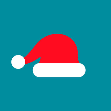 Santa hat flat color icon, vector illustration