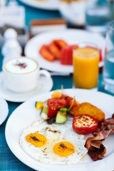 Breakfast with fried eggs