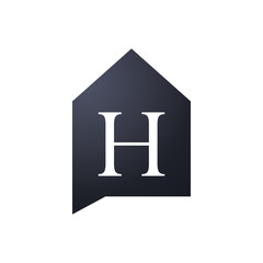 black House and initial letter H Logo. Talk house Concept. logo template