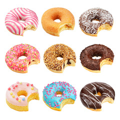 Set of donuts isolated