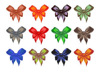Set colored gift bows