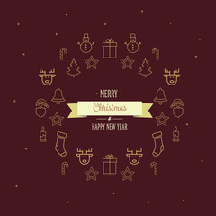 Fototapeta na wymiar vector card with happy Christmas and happy new year