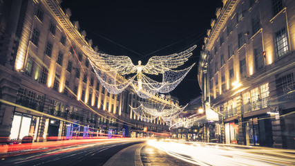 Fototapeta na wymiar Regent Street Holiday Lights in London, UK