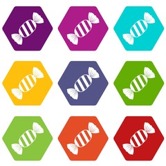 Obraz premium Delicious candy icon set color hexahedron