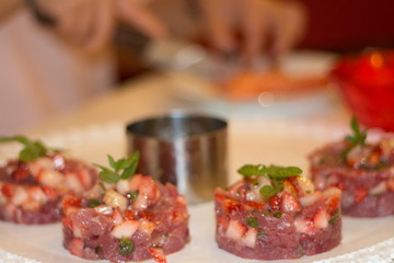 tartara, maki, sashimi, saumon